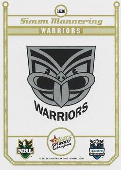 2007 Select Champions - Sketch Cards #SK30 Simon Mannering Back